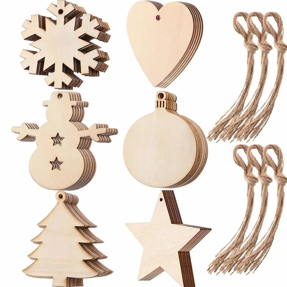 Art And Craft For Xmas - 10/20/50Pcs DIY Wooden Christmas Balls Decoration