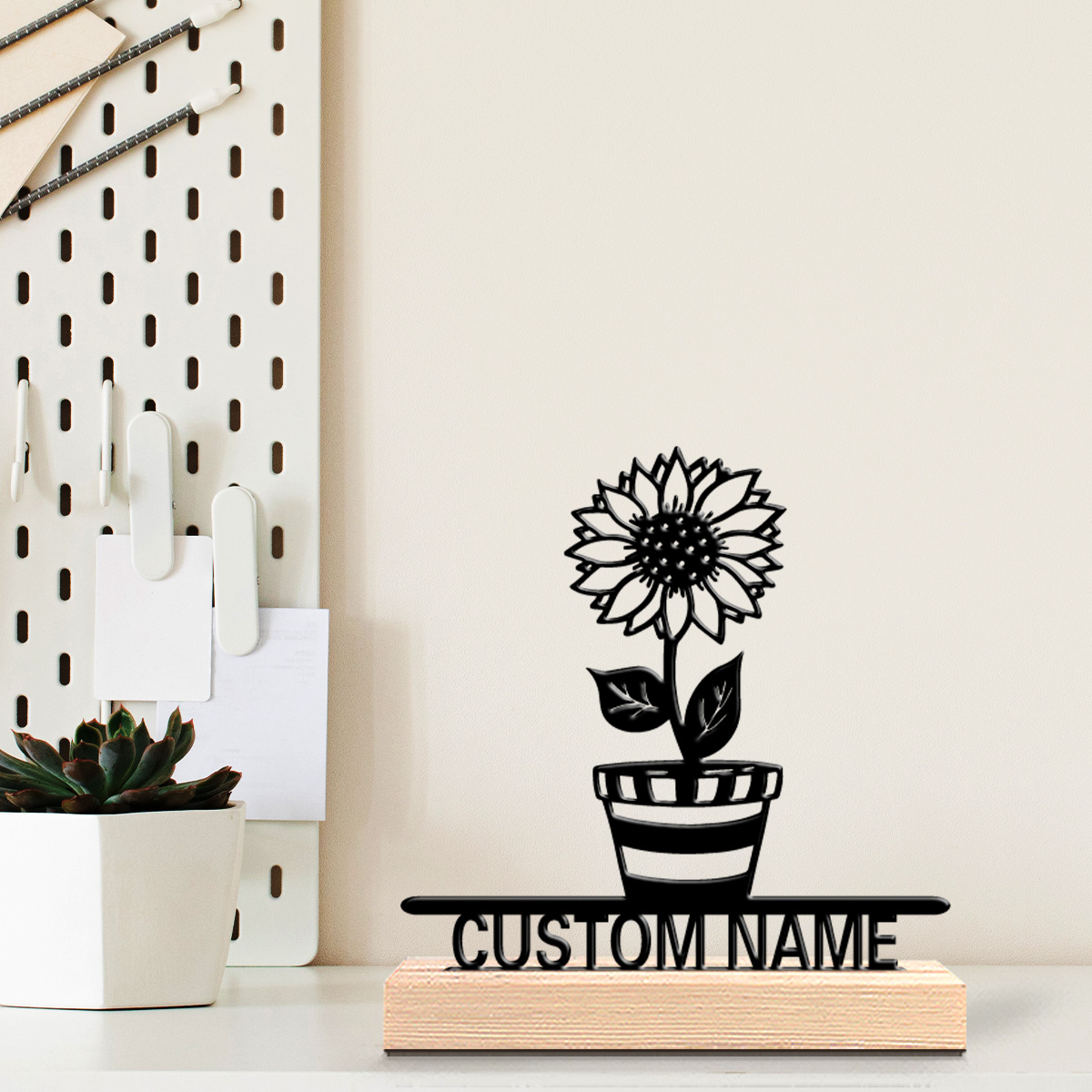 Art Craft Simple - 1pc Simple flower Customized Name Metal