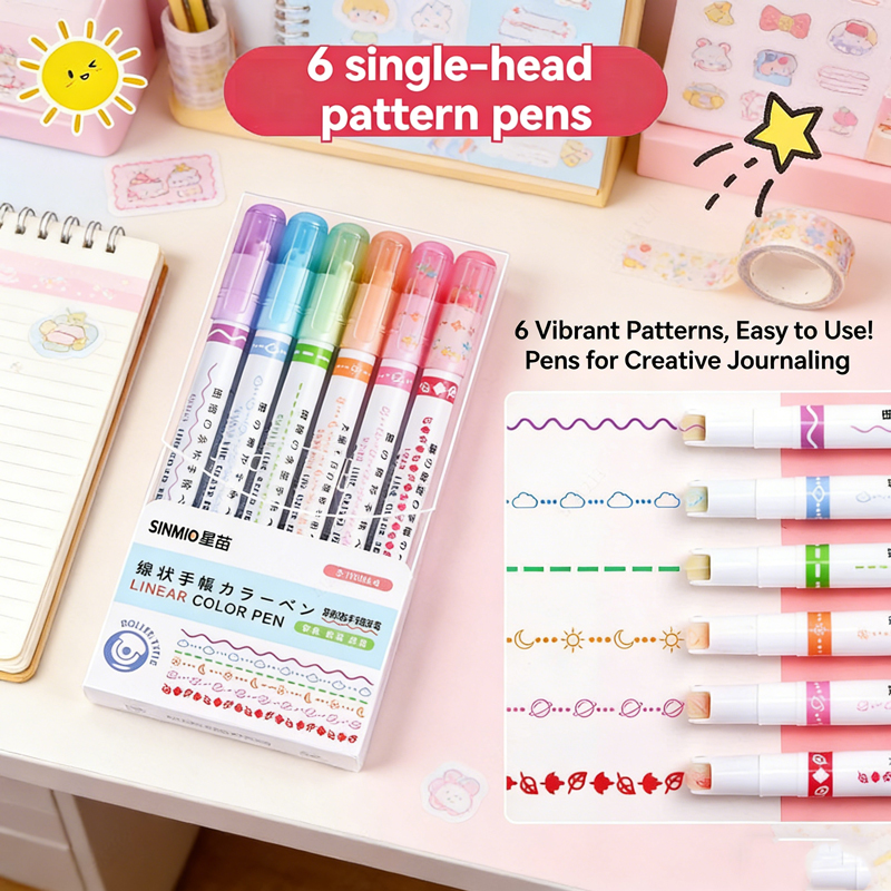 Illustration Marker Set - 6-24Pcs/Set Flower Line Shape Highlighter Pen