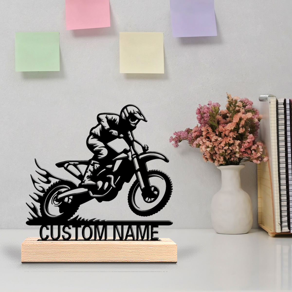 Art Craft Simple - 1pc Simple Motorcyclist Custom Name Tin