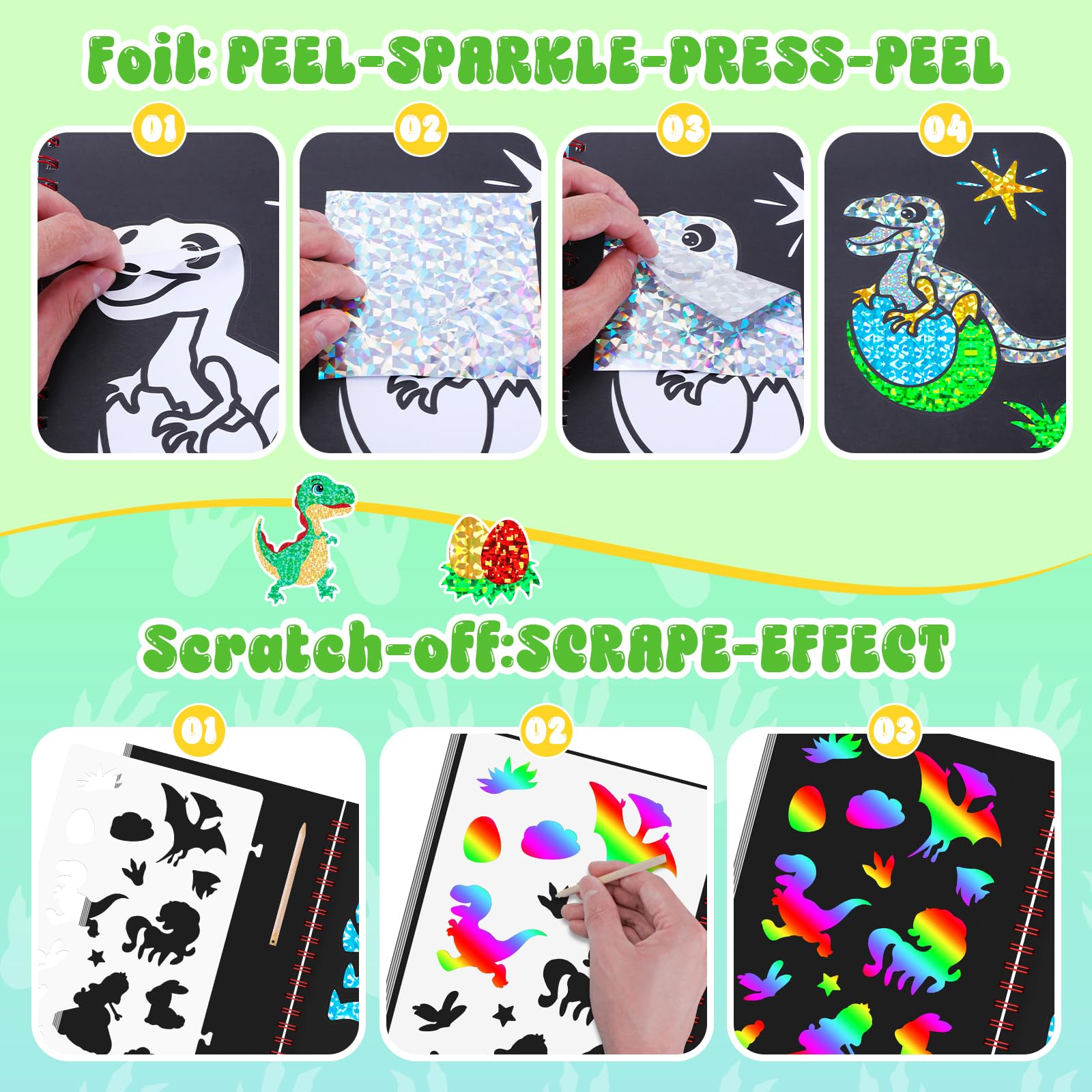 Dinosaur Scratch Art Book for  - Art Craft Book 评论和价格
