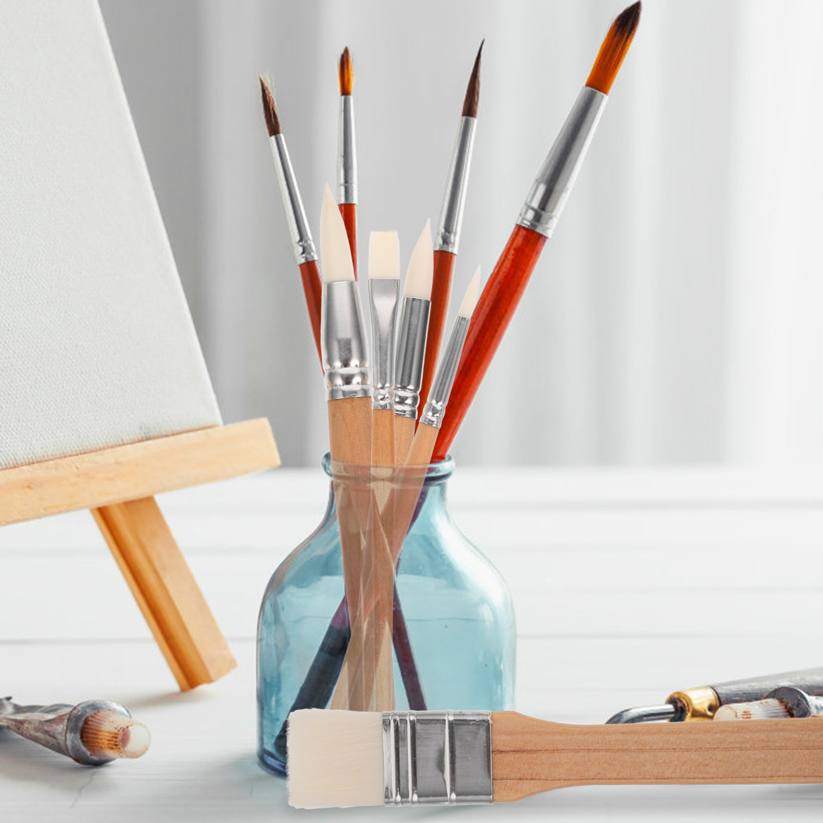 6Pcs Wooden Handle Painting Br - Art Craft Blend 评论和价格