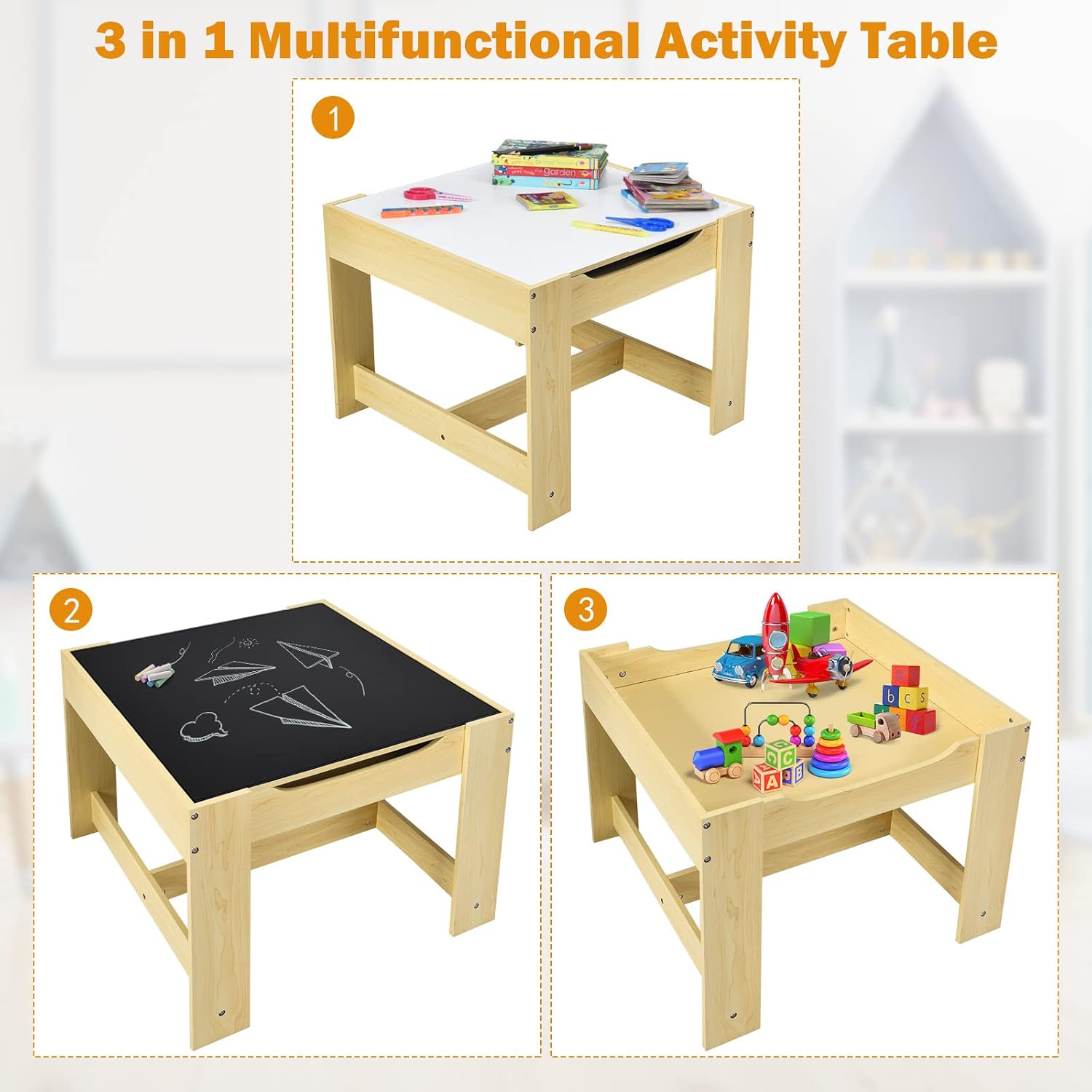 Kids Table and Chair Set, 3 in - Art Craft Toddlers 评论和价格