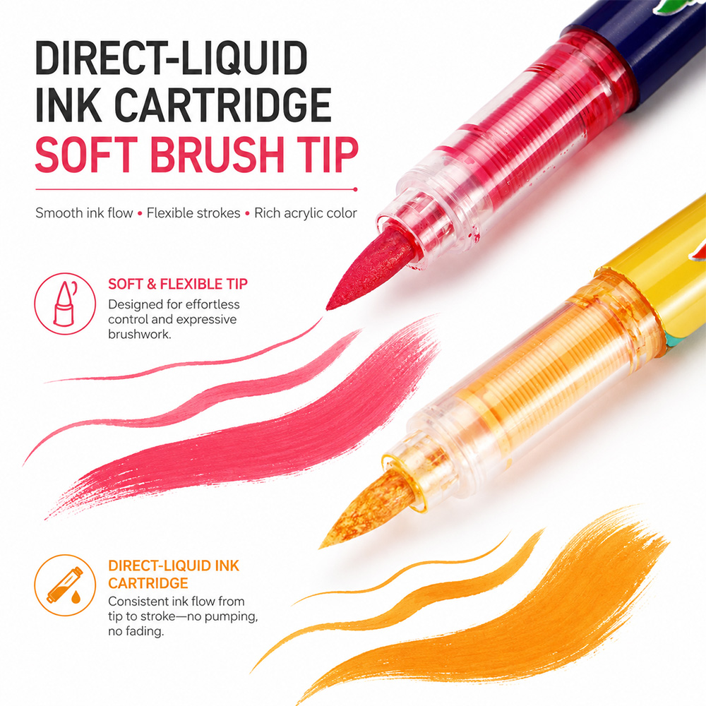 12 Colors Acrylic Brush Marker - Illustration Marker Set 评论和价格