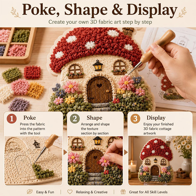 3D Mushroom House Poke Art DIY - Art Craft House Making 评论和价格