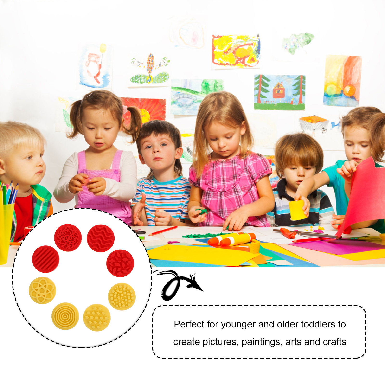 8Pcs Safe Stamps for Toddlers  - Art Craft For Toddlers 评论和价格