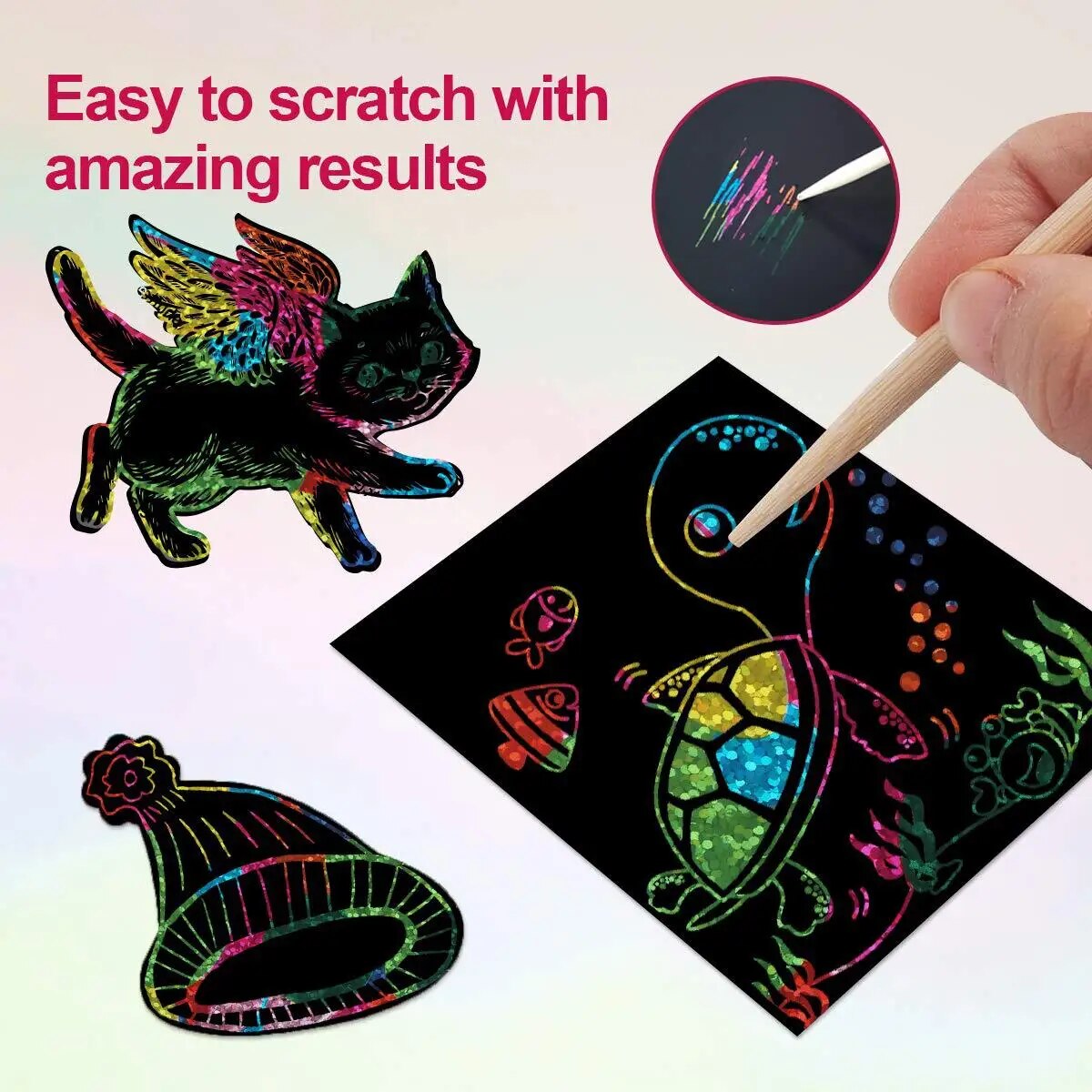 Many Creative Scratch Art Card - Art Craft For Toddlers 评论和价格