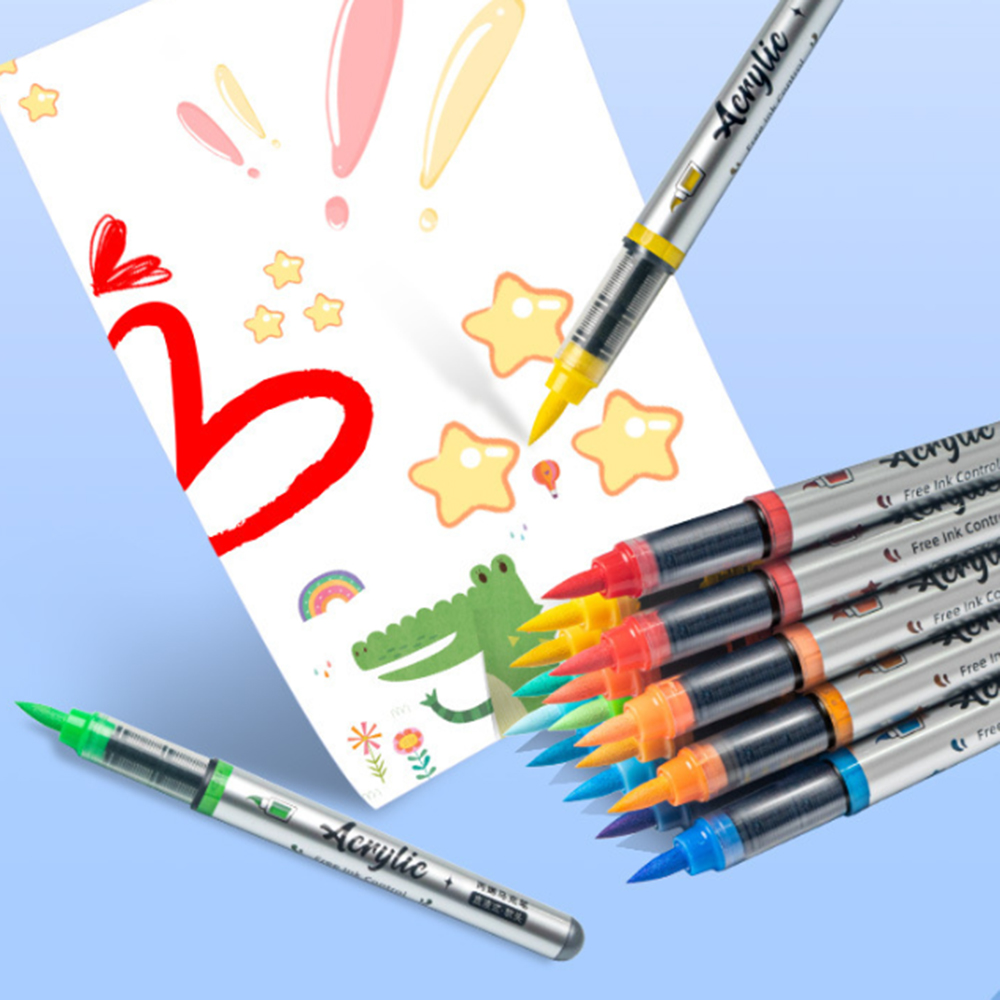 12 Pcs Acrylic Paint Pens Set  - Illustration Marker Set 评论和价格