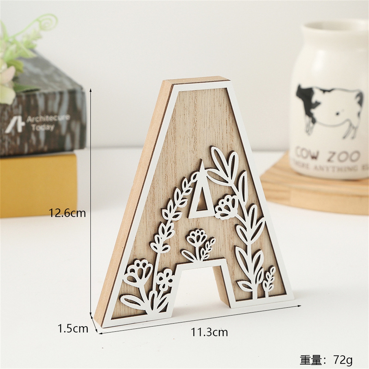 1Pcs Raw Wood White Engrave 26 - Art And Craft For Xmas 评论和价格