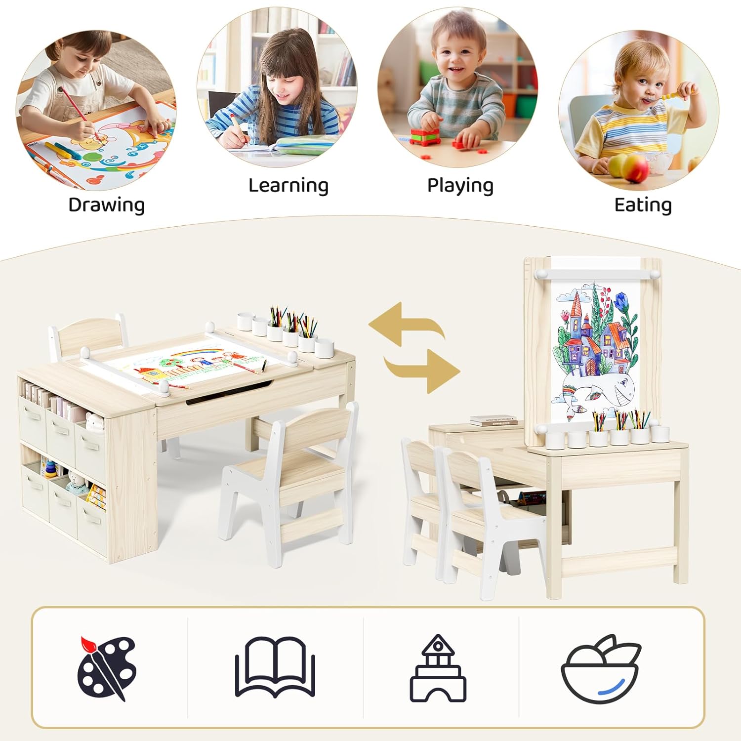 3 in 1 Kids Art Table and Chai - Art Craft Toddlers 评论和价格