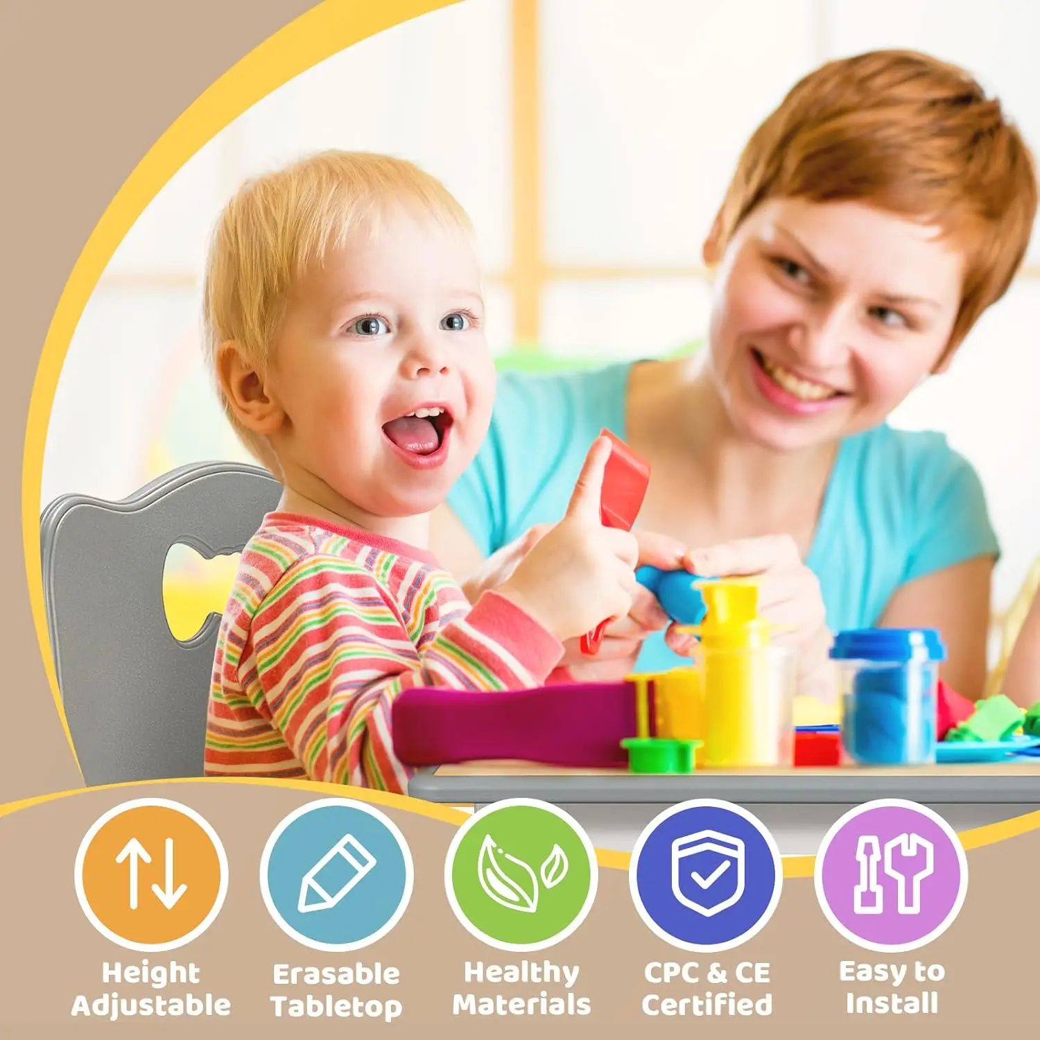 Kids Table and 4 Chairs Set fo - Art Craft Toddlers 评论和价格